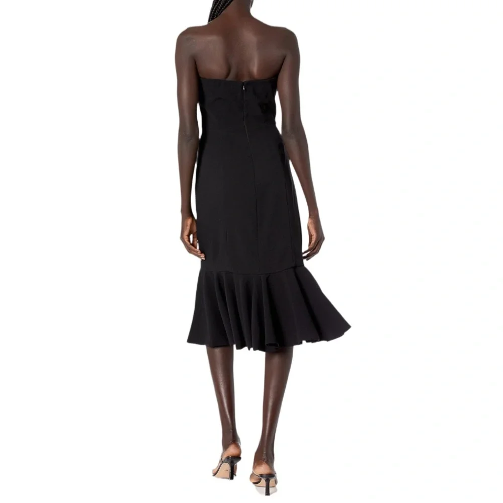 NWT DRESS THE POPULATION | Madison Strapless Midi Dress Gown Prom Formal Black